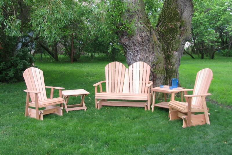 cedar fanback gliders, Amish lawn furniture